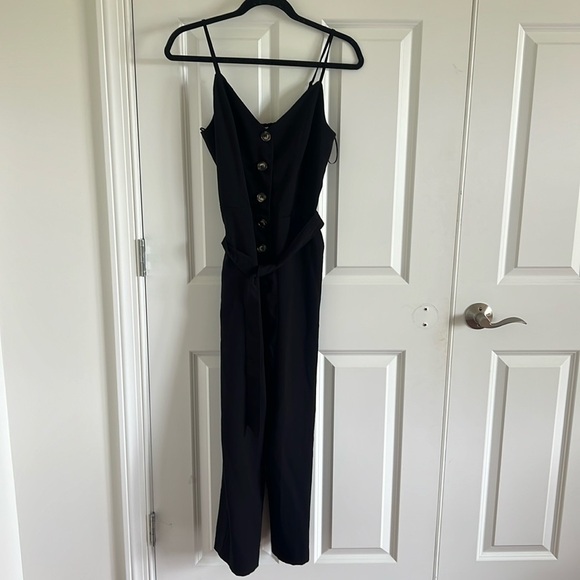 Skies Are Blue Pants - Skies Are Blue Size XS Black Jumpsuit V-Neck Tie Waist